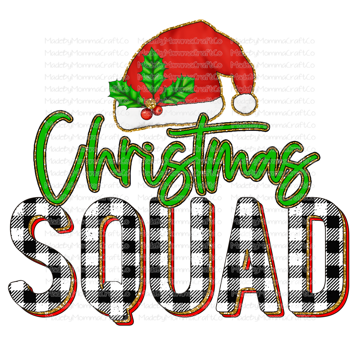 Christmas Squad White Plaid - Cheat Clear Waterslide™ or White Cast Sticker