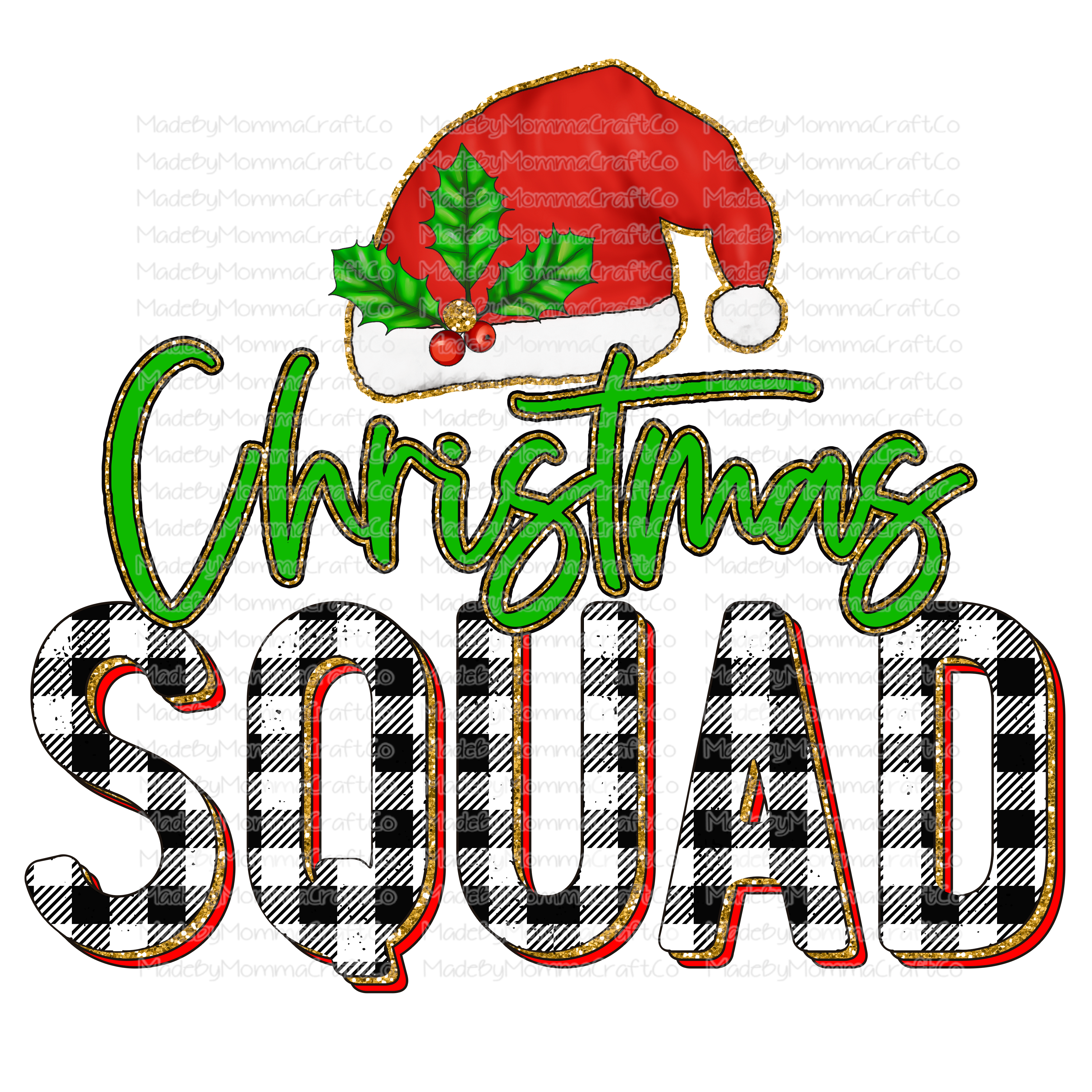 Christmas Squad White Plaid - Cheat Clear Waterslide™ or White Cast Sticker