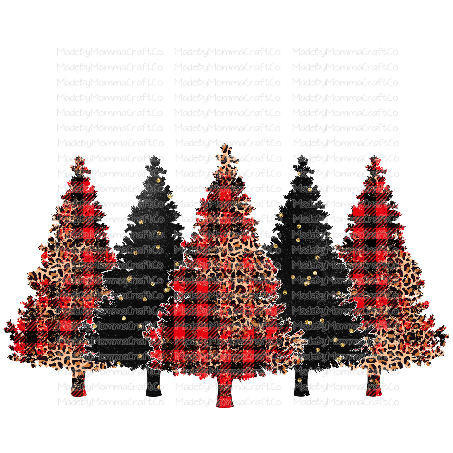 Christmas Tree Line Leopard Plaid - Cheat Clear Waterslide™ or White Cast Sticker