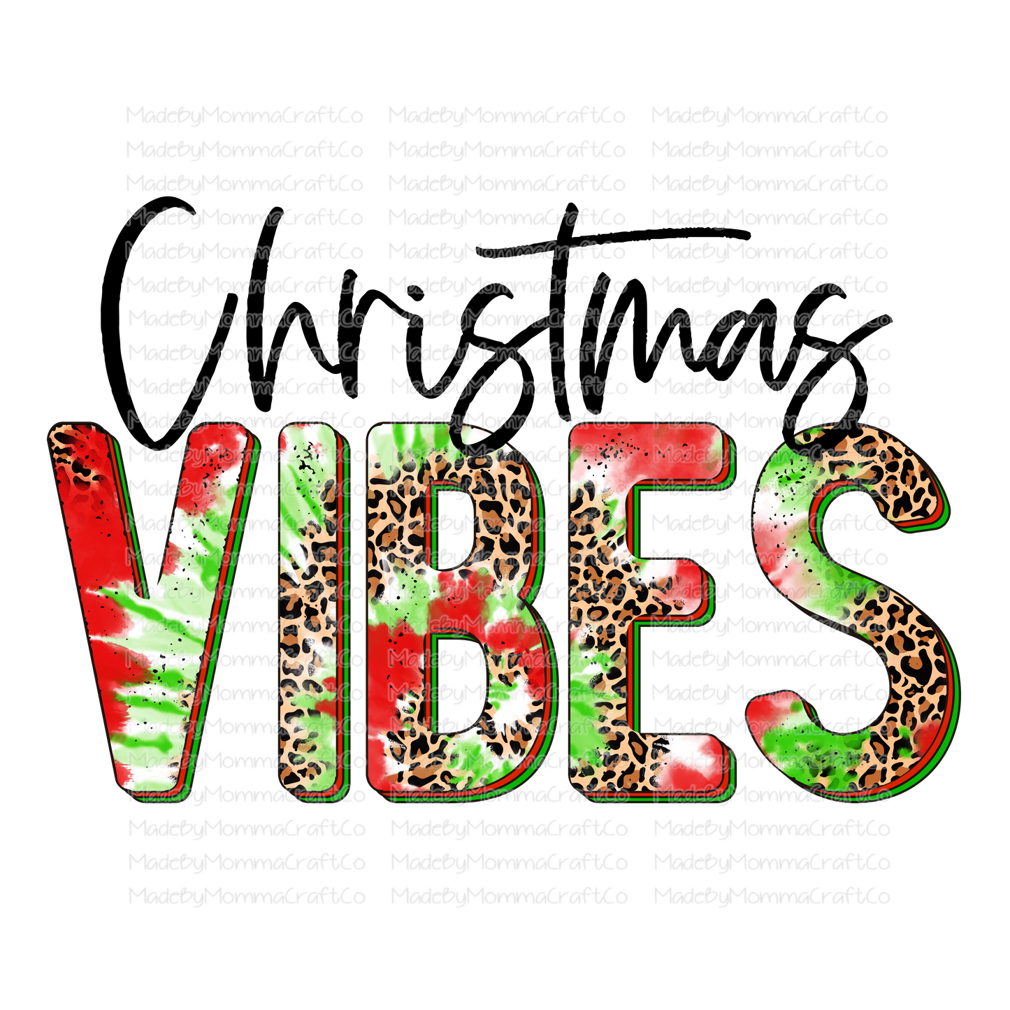 Christmas Vibes Leopard Tie Dye - Cheat Clear Waterslide™ or White Cast Sticker