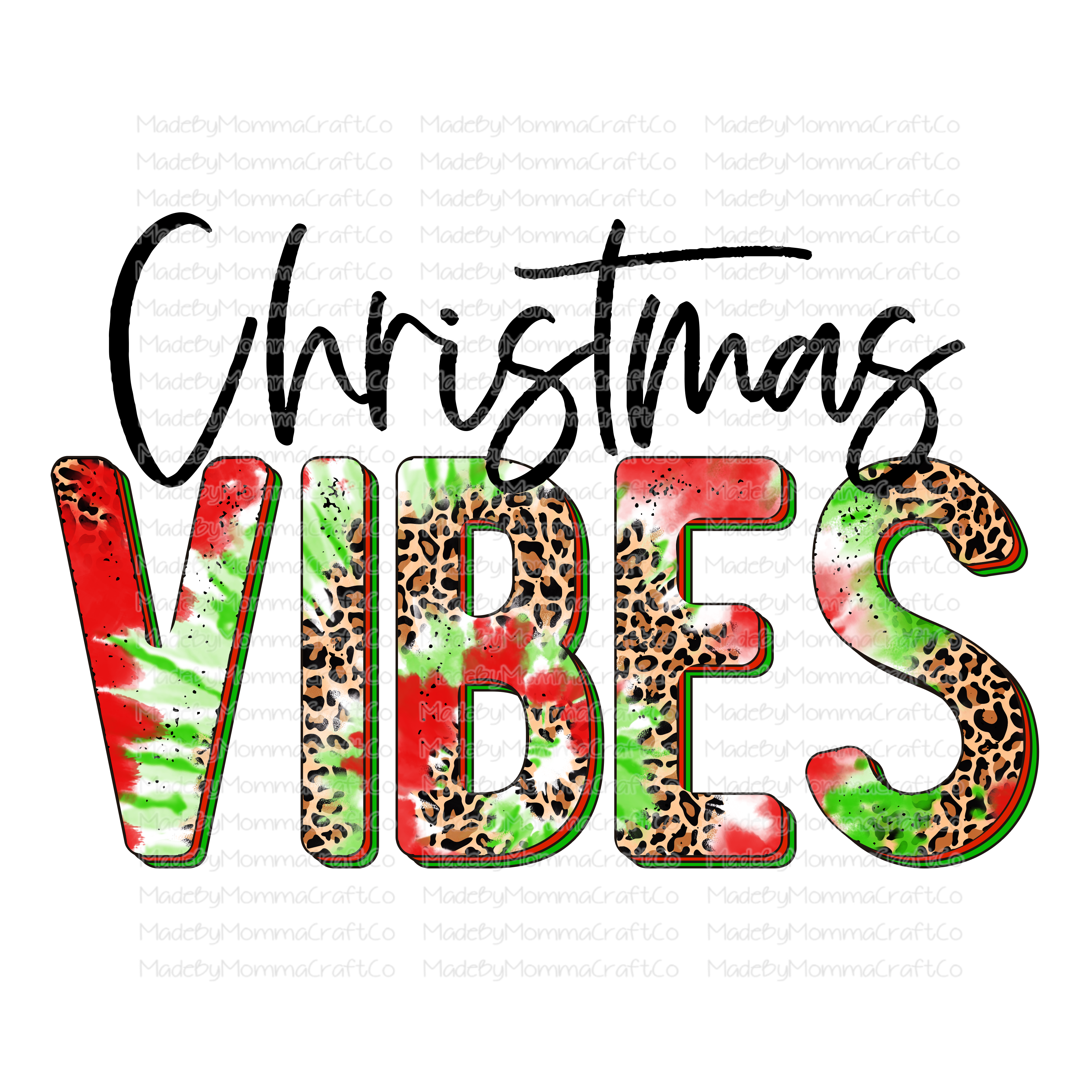 Christmas Vibes Leopard Tie Dye - Cheat Clear Waterslide™ or White Cast Sticker