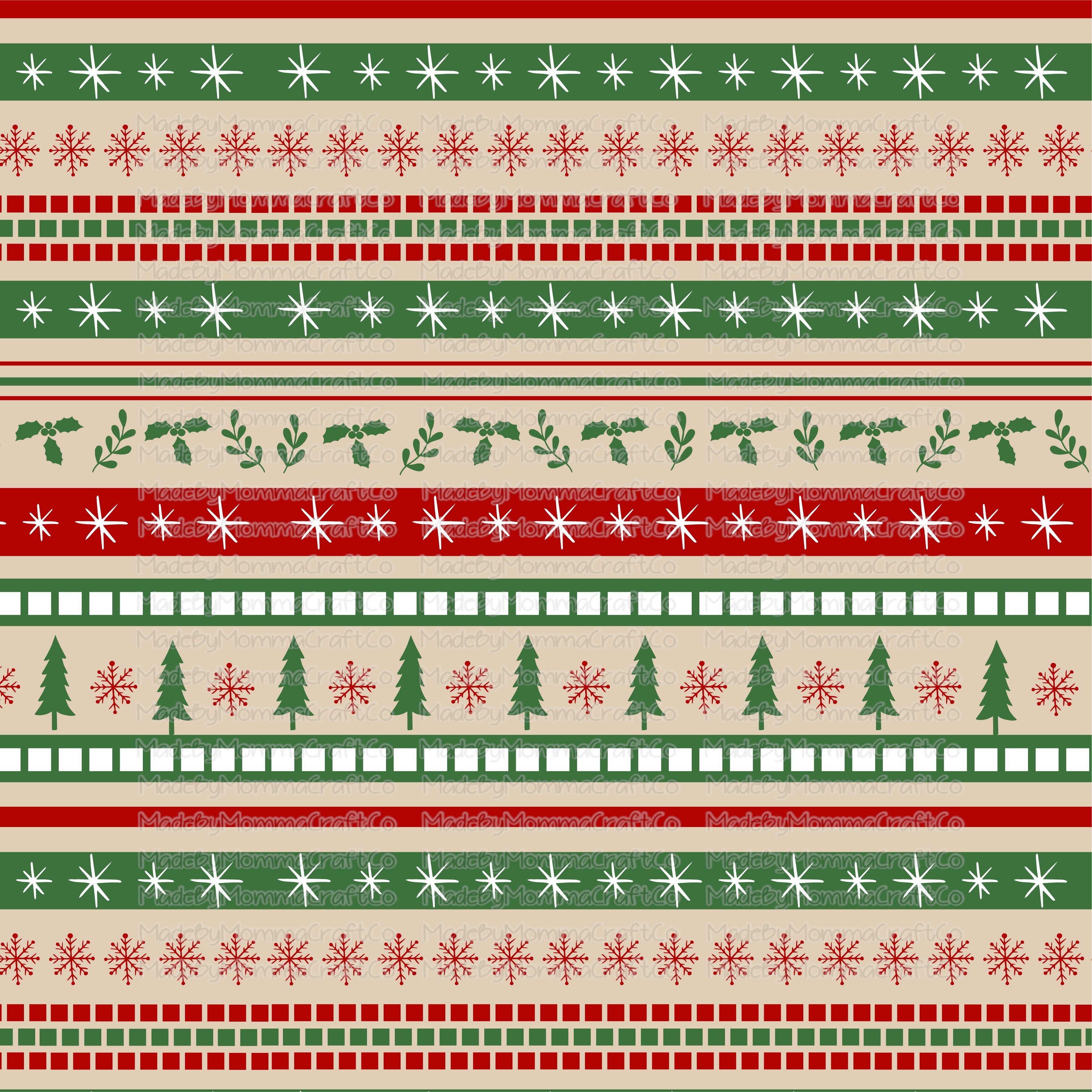 Christmas Wrapping Paper Tumbler Wrap - Vinyl Or Waterslide Seamless Wrap