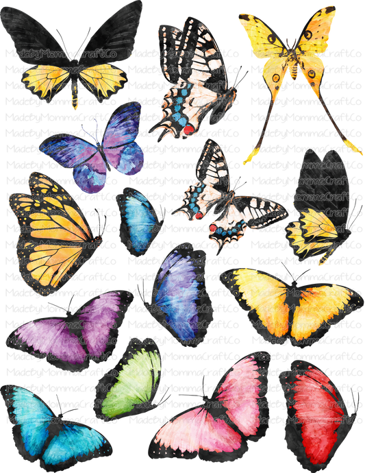 Colorful Butterflies Cheat Clear Waterslide ™ or Sticker Themed Sheet  Elements Sheet