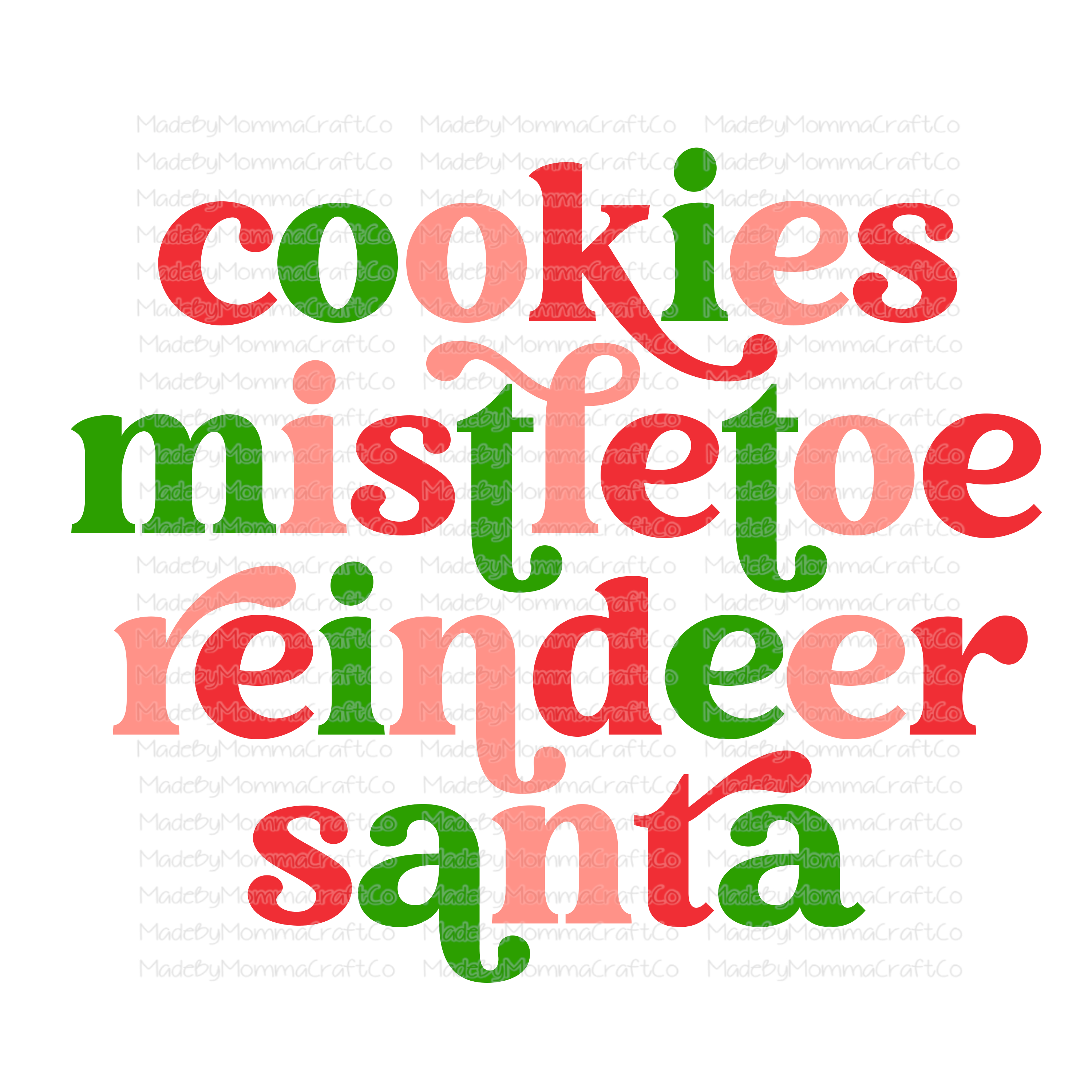 Cookies Mistletoe Reindeer Santa - Christmas - Cheat Clear Waterslide™ or White Cast Sticker