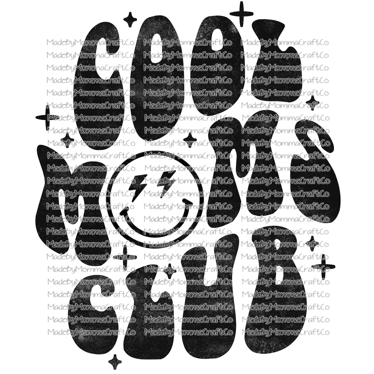 Cool moms club retro wavy font - Cheat Clear Waterslide™ or White Cast Sticker or Shirt Sublimation