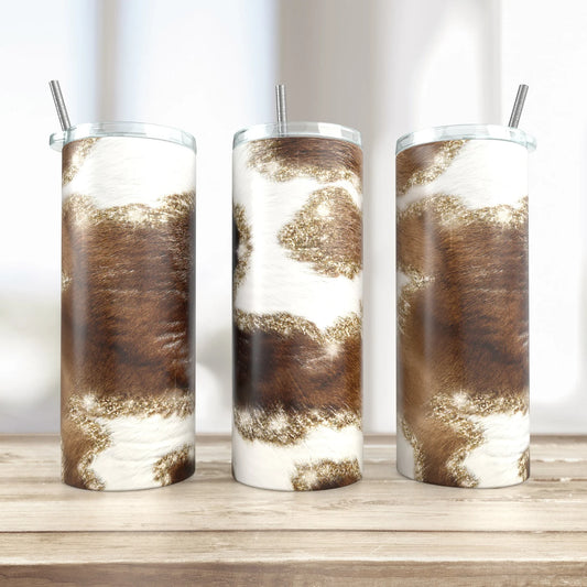 Cowhide Glitter Tumbler Wrap - Sublimation Vinyl Or Waterslide Wrap