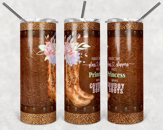 Leather Western Cowgirl Boots Tumbler Wrap - Sublimation Or Clear Waterslide Wrap