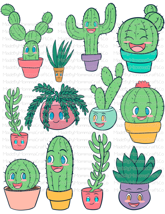 Cute Cactus Cheat Clear Waterslide ™ or Sticker Themed Sheet  Elements Sheet