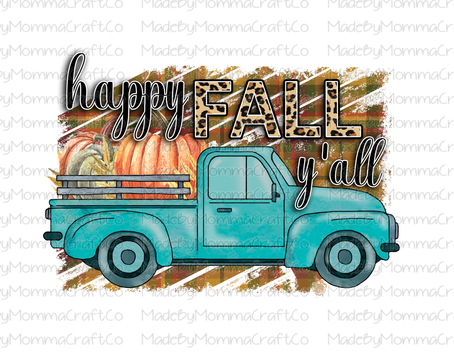 Happy Fall Y&#39;all - Truck - Cheat Clear Waterslide™ or White Cast Sticker