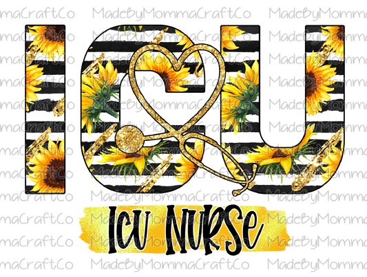 Striped Sunflower ICU Nurse Cheat Clear Waterslide™ or White Cast Sticker