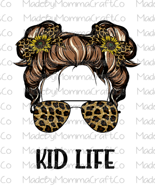 Messy Bun Kid Life Cheat Clear Waterslide™ or White Cast Sticker