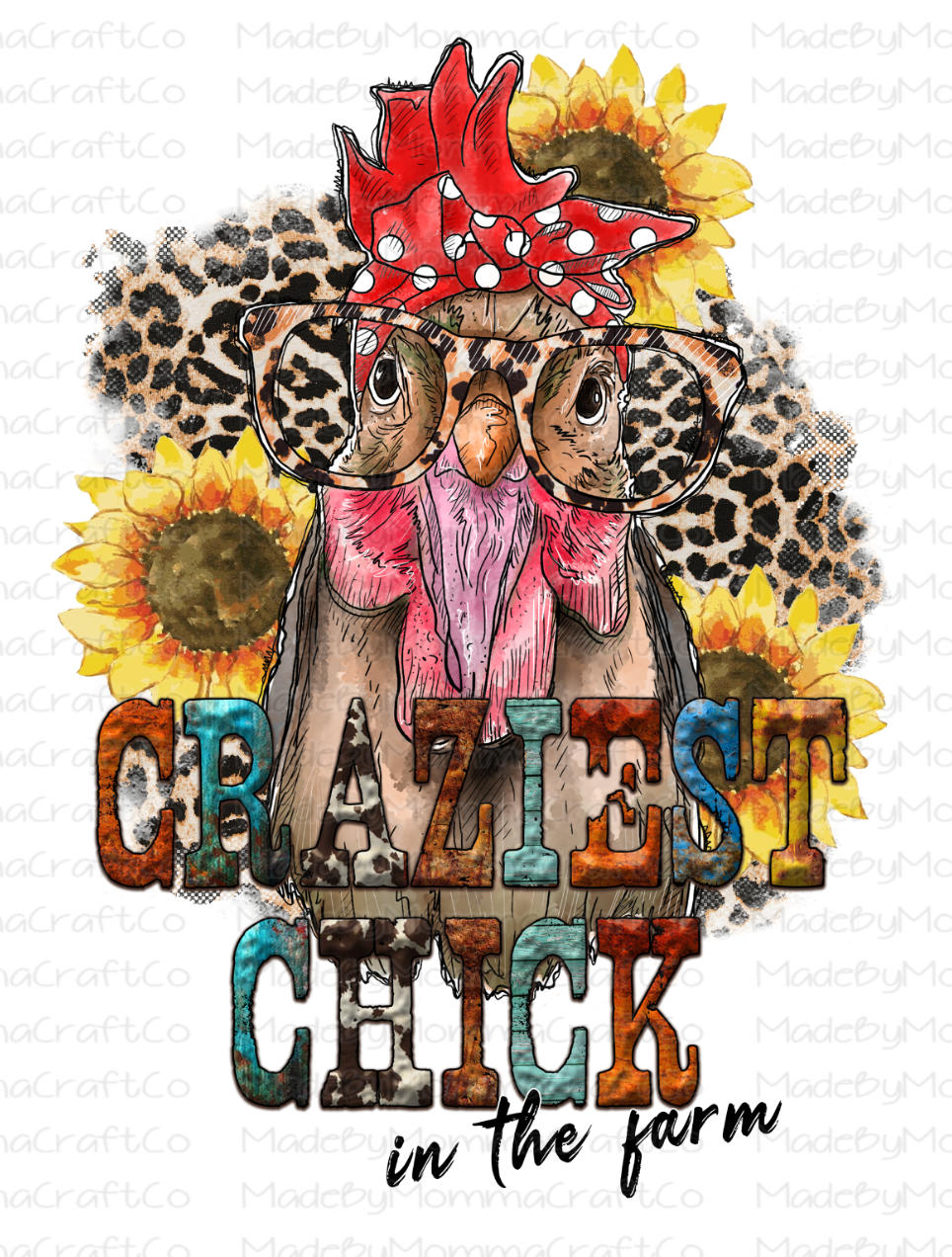 Craziest Chick On The Farm Chicken - Cheat Clear Waterslide™ or White Cast Sticker