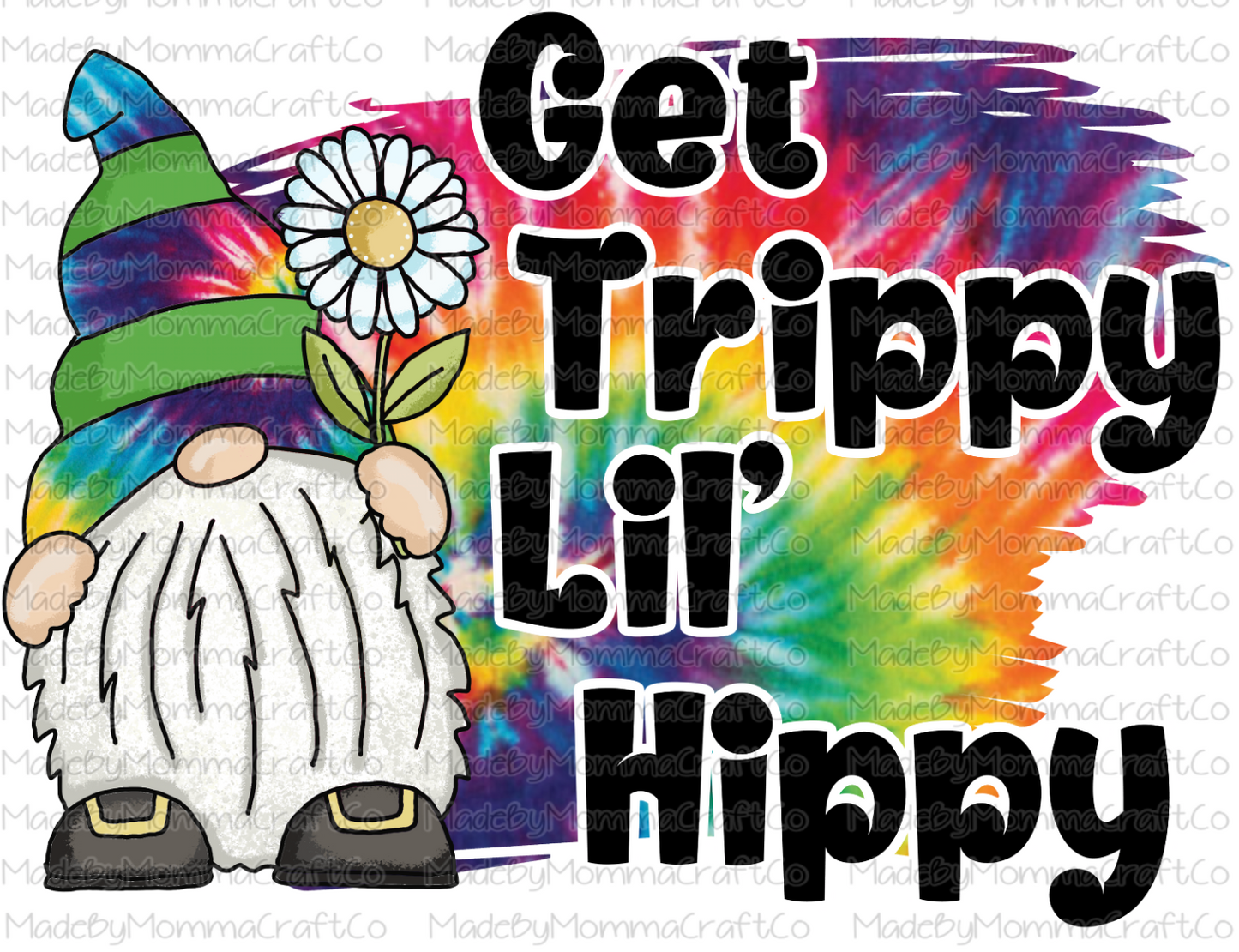 Get Trippy Lil' Hippy Tie Dye Gnome - Cheat Clear Waterslide™ or White Cast Sticker