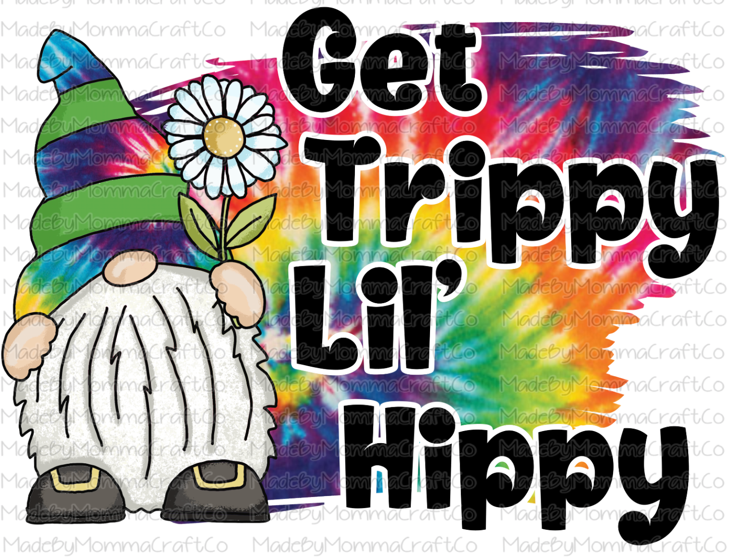 Get Trippy Lil&#39; Hippy Tie Dye Gnome - Cheat Clear Waterslide™ or White Cast Sticker