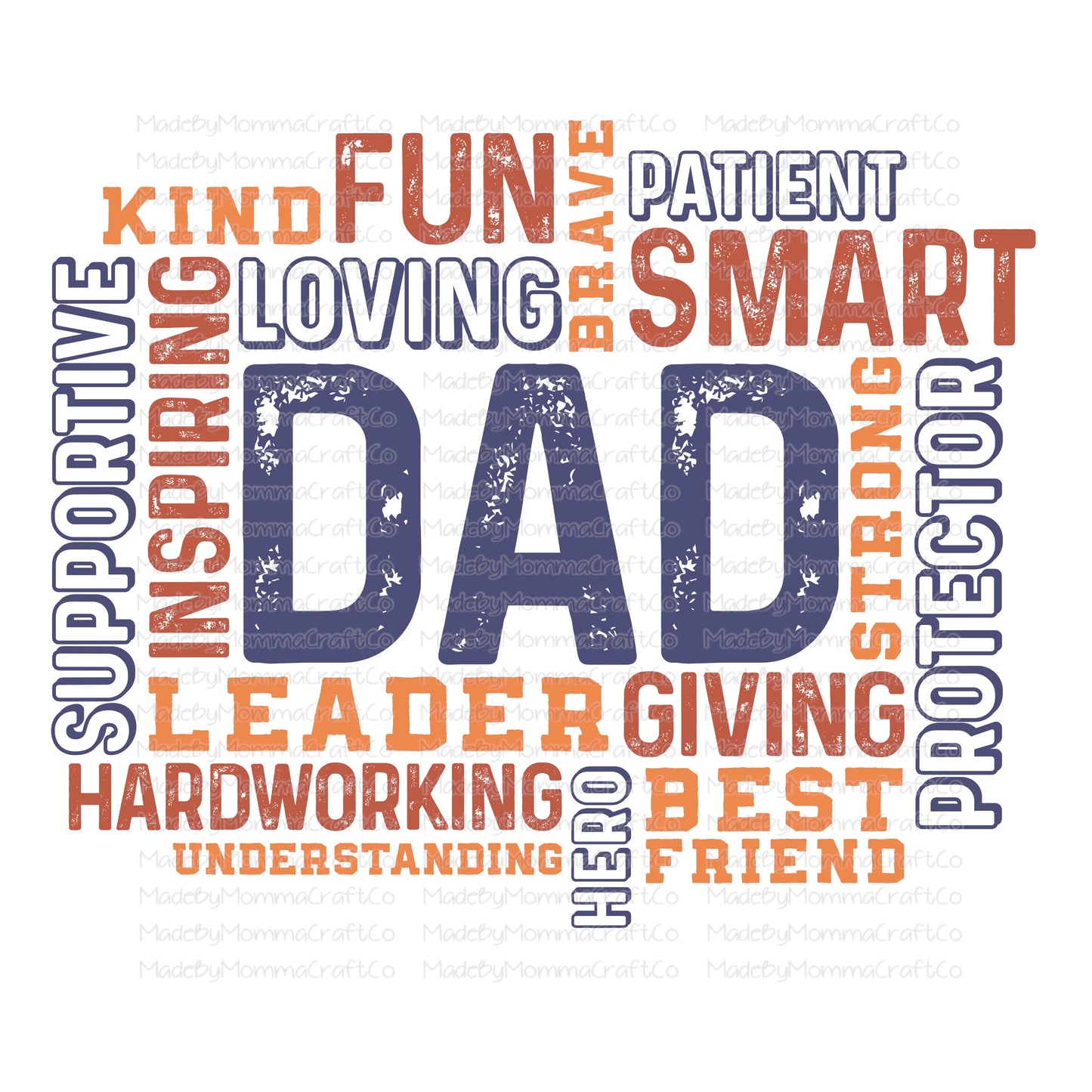 Dad Word Art - Cheat Clear Waterslide™ or White Cast Sticker