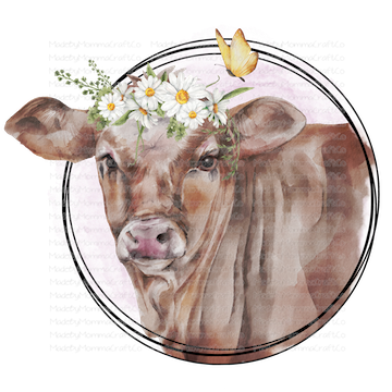 Daisies Spring Cow Western -Cheat Clear Waterslide™ or White Cast Sticker