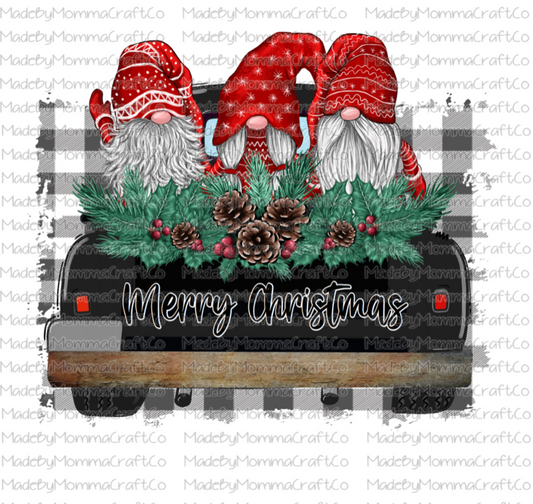 Gnome truck merry Christmas - Cheat Clear Waterslide™ or White Cast Sticker