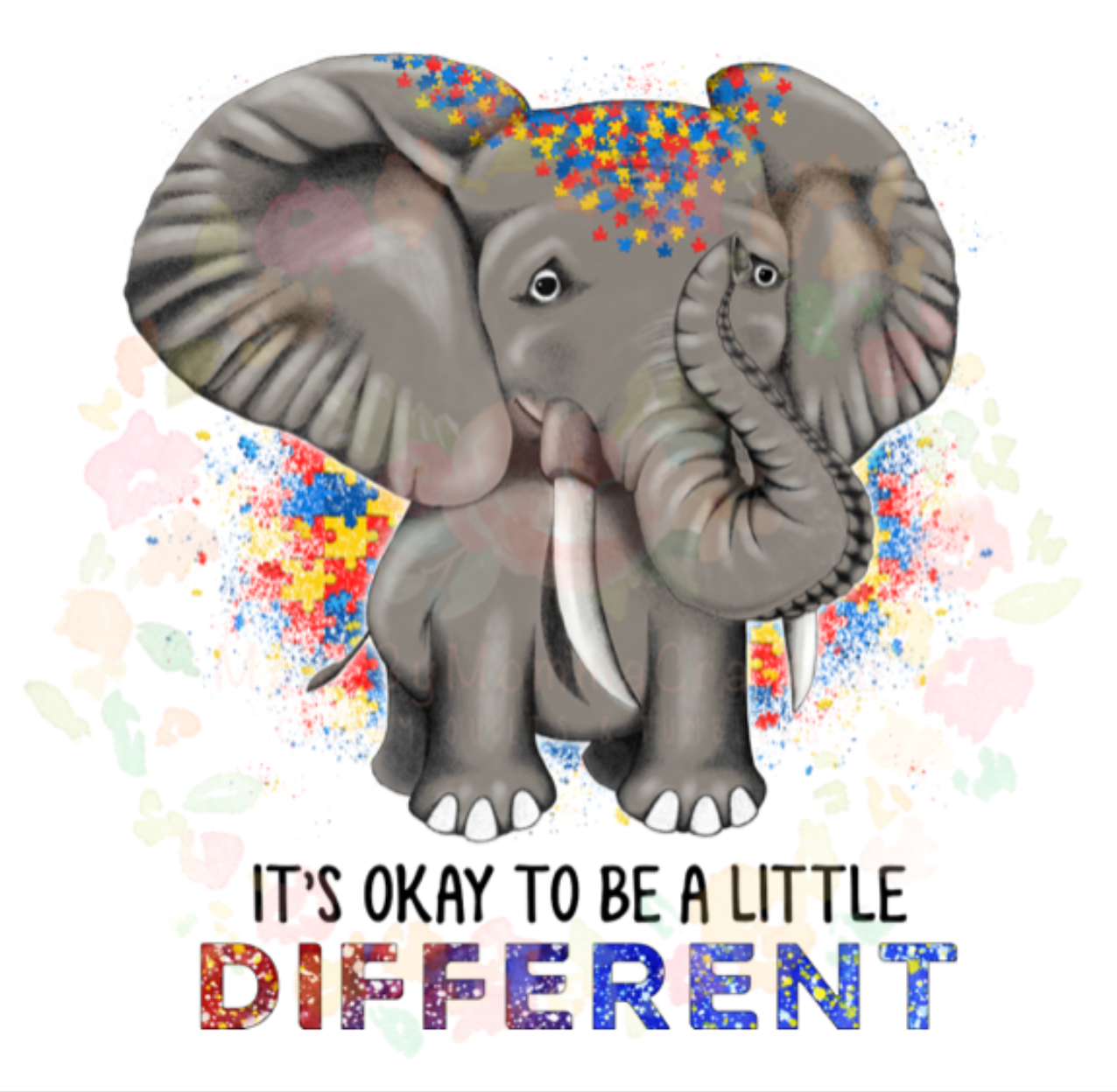 It’s Okay to be Different Elephant Autism - Cheat Clear Waterslide™ or White Cast Sticker