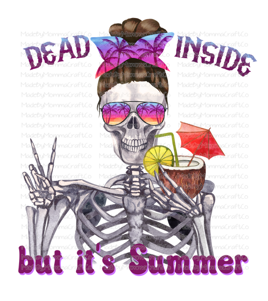 Dead Inside But Its Summer Skeleton -Cheat Clear Waterslide™ or White Cast Sticker