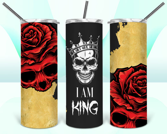 I Am King Skull Sublimation Tumbler Wrap - Or Clear Waterslide Wrap