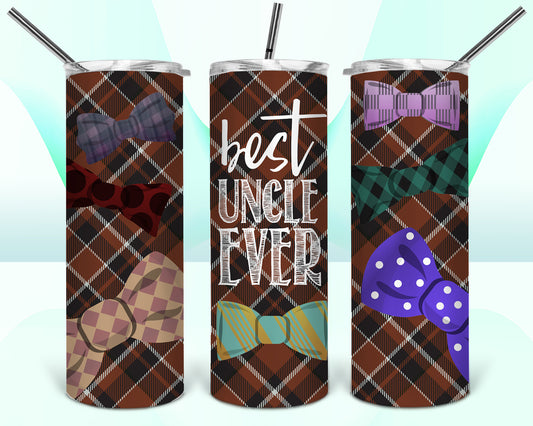 Best Uncle Ever Bow Ties Sublimation Tumbler Wrap - Or Clear Waterslide Wrap