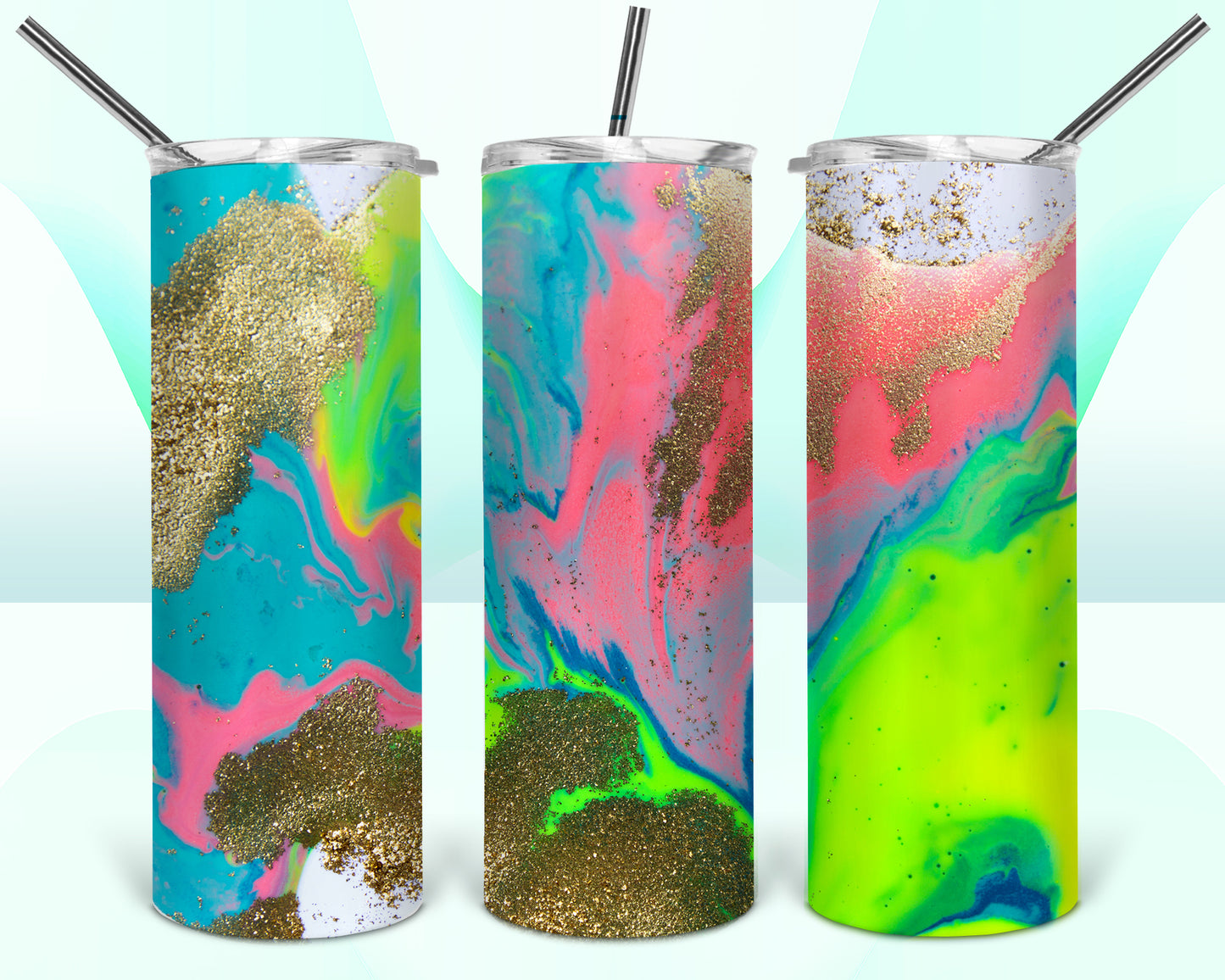 Rainbow Gold Foil Sublimation Tumbler Wrap - Or Clear Waterslide Wrap