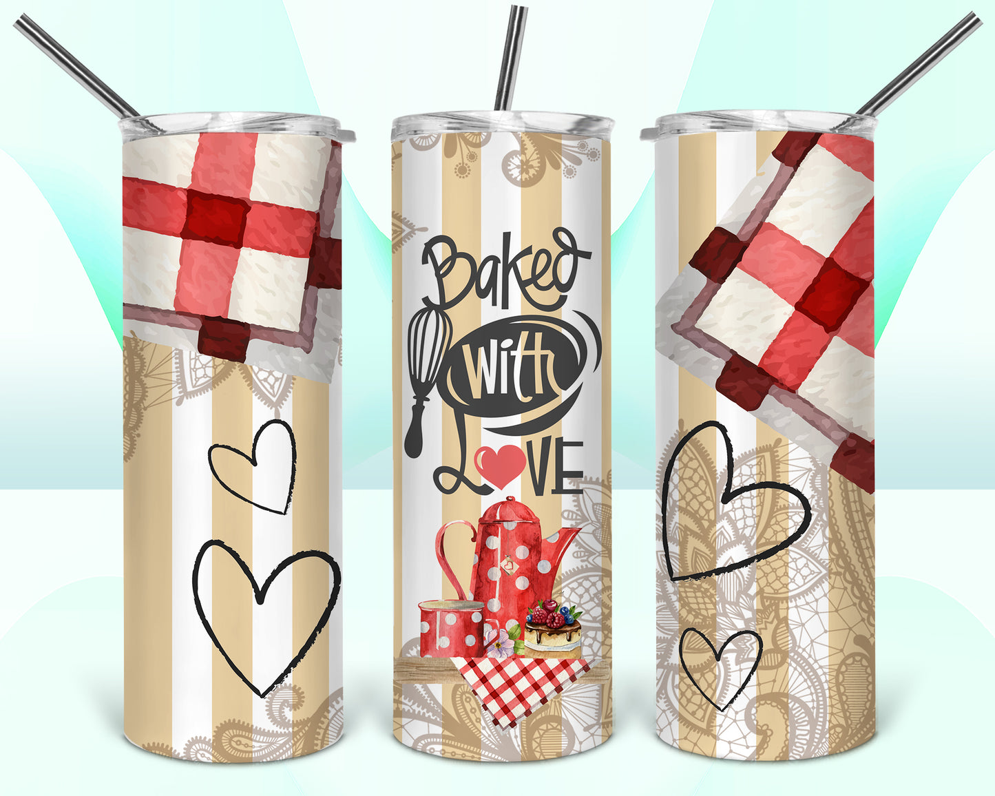 Baked With Love Sublimation Tumbler Wrap - Or Clear Waterslide Wrap