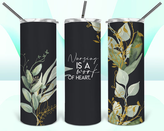 Nursing Is A Work Of Heart Sublimation Tumbler Wrap - Or Clear Waterslide Wrap