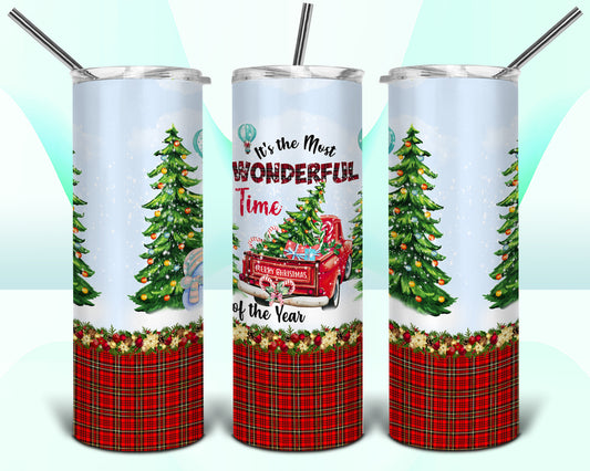 Most Wonderful Time Of The Year Christmas Sublimation Tumbler Wrap - Or Clear Waterslide Wrap