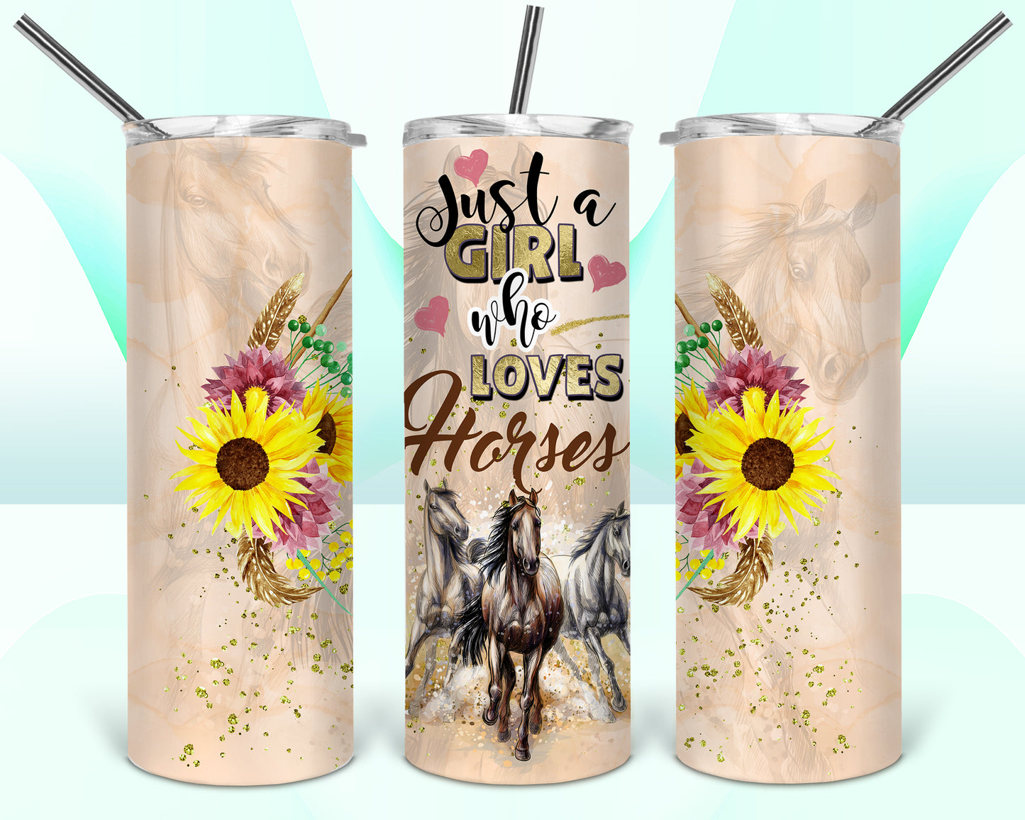 Just A Girl Who Loves Horses Sublimation Tumbler Wrap - Or Clear Waterslide Wrap