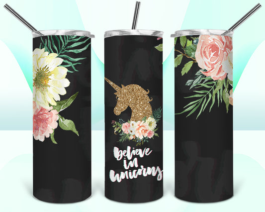 Believe In Unicorns Sublimation Tumbler Wrap - Or Clear Waterslide Wrap