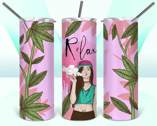 Relax Pot Leaf Sublimation Tumbler Wrap - Or Clear Waterslide Wrap