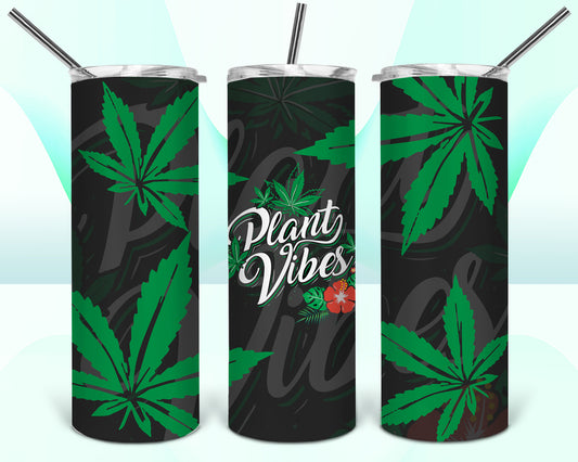 Plant Vibes Pot Leaf Sublimation Tumbler Wrap - Or Clear Waterslide Wrap