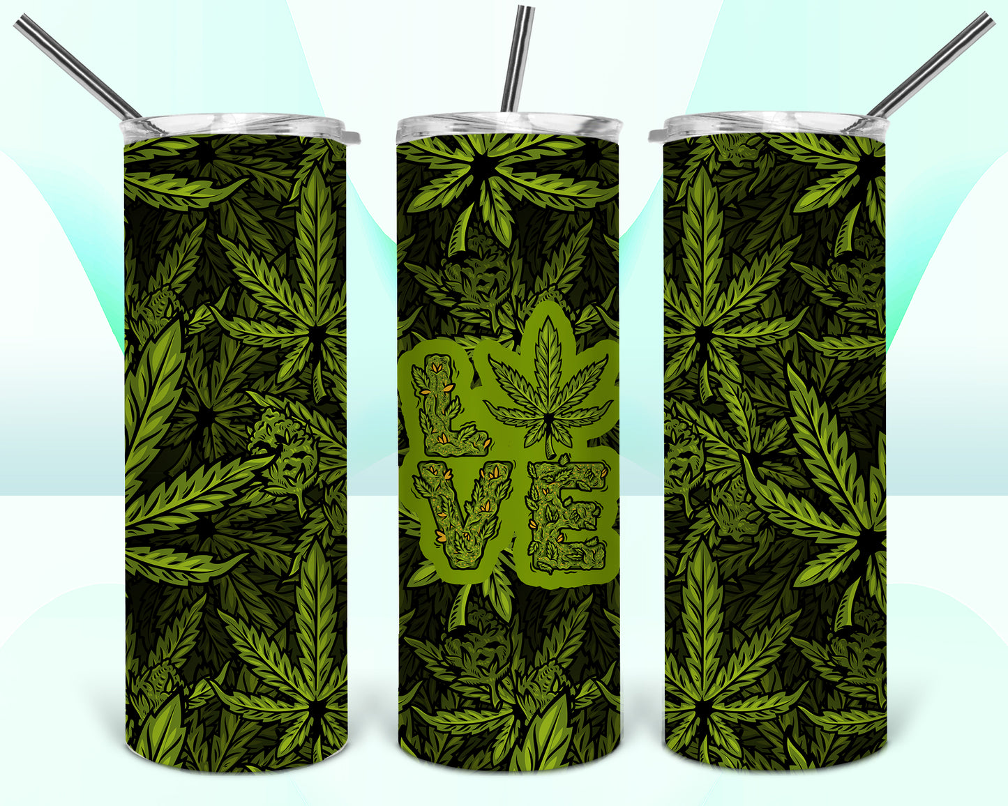 Love Pot Leaf Sublimation Tumbler Wrap - Or Clear Waterslide Wrap