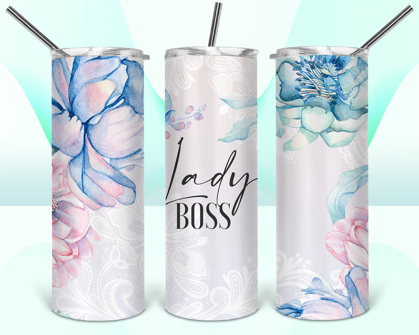 Lady Boss Floral Lace Sublimation Tumbler Wrap - Or Clear Waterslide Wrap