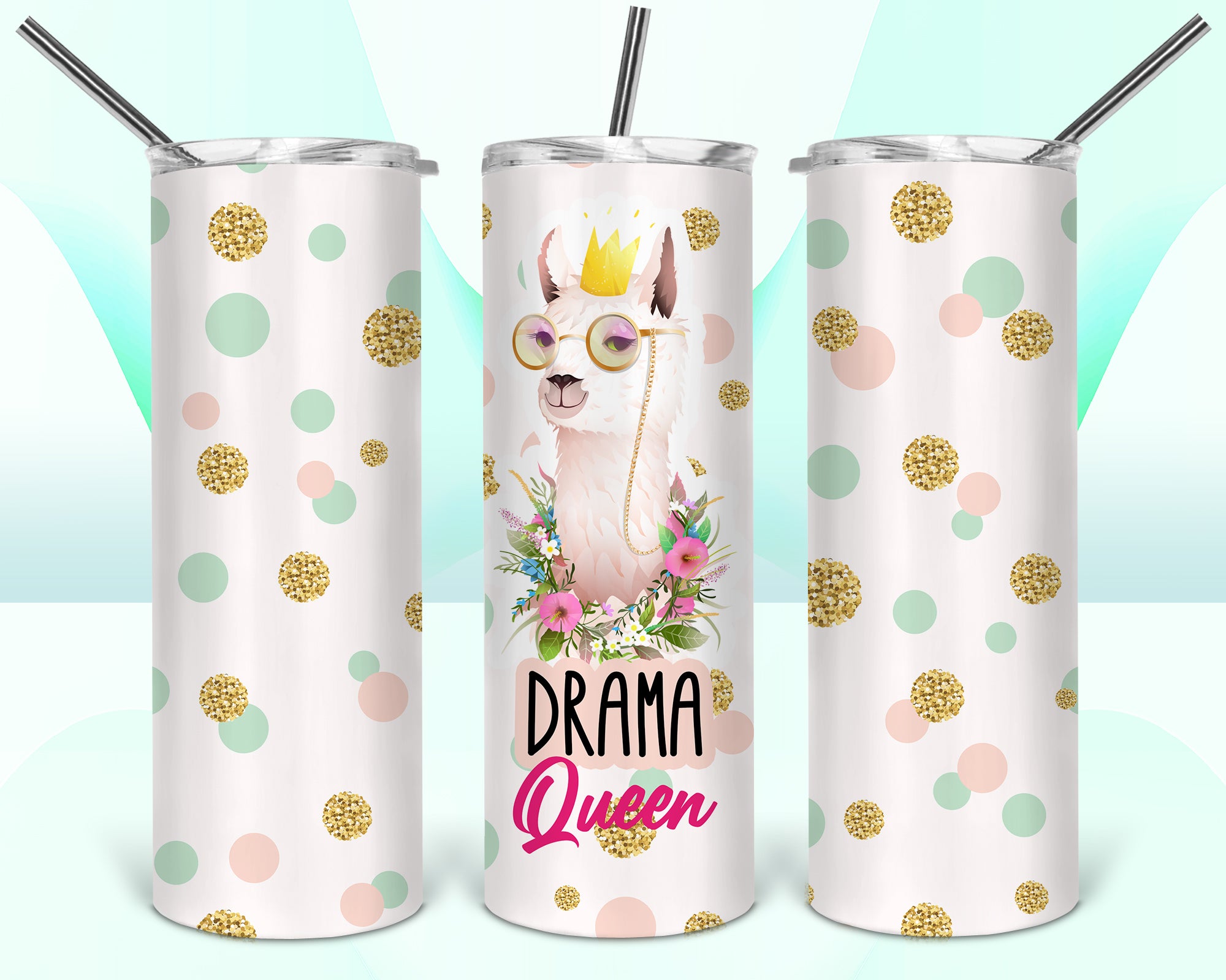 Drama Queen Llama Sublimation Tumbler Wrap - Or Clear Waterslide Wrap