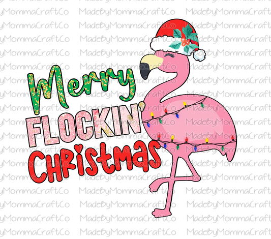 Merry Flockin Christmas - Flamingo - Cheat Clear Waterslide™ or White Cast Sticker