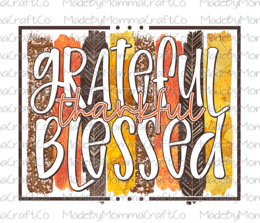 Grateful Thankful Blessed Fall Cheat Clear Waterslide™ or White Cast Sticker