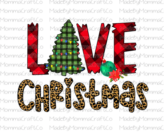 Love Christmas - Plaid - Leopard - Cheat Clear Waterslide™ or White Cast Sticker