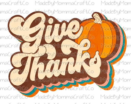 Give Thanks Pumpkin Fall Cheat Clear Waterslide™ or White Cast Sticker