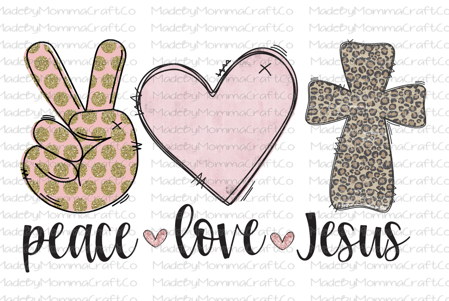 Peace Love Jesus Cheat Clear Waterslide™ or White Cast Sticker