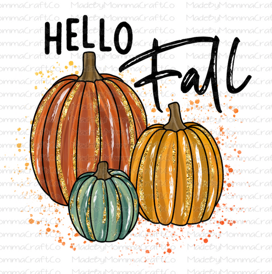 Hello Fall Pumkins - Cheat Clear Waterslide™ or White Cast Sticker