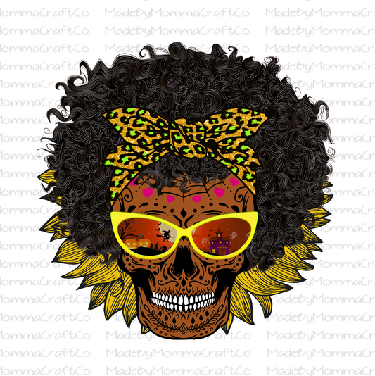 Skull Sunflower Halloween - Cheat Clear Waterslide™ or White Cast Sticker