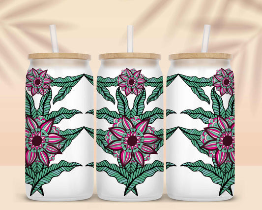 Paisley Flowers and Leaves Sublimation Libbey Can Wrap