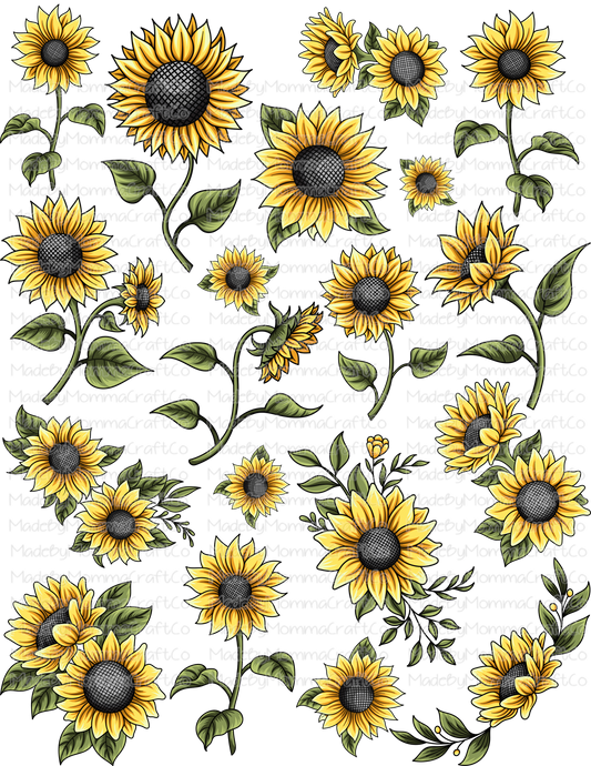 Doodled Sunflowers Cheat Clear Waterslide ™ or Sticker Themed Sheet  Elements Sheet