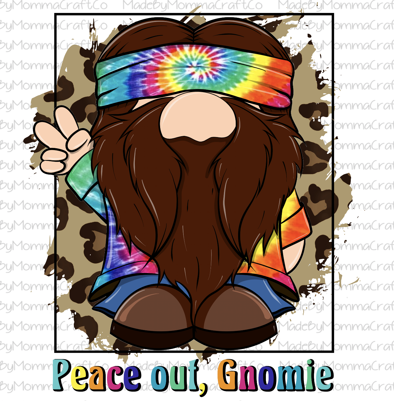 Peace Out Gnomie - Hippie Tie Dye Gnome-Cheat Clear Waterslide™ or White Cast Sticker