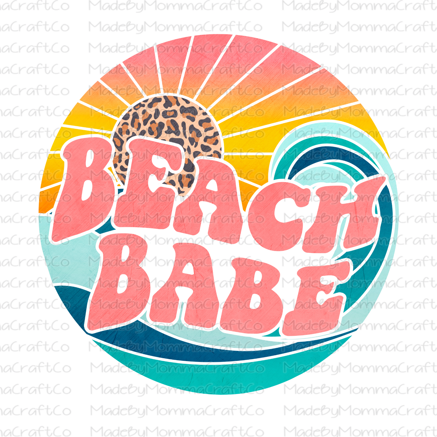 Retro Beach Babe Circle- Cheat Clear Waterslide™ or White Cast Sticker