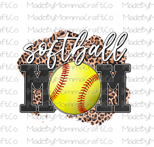 Softball Mom Leopard Cheat Clear Waterslide™ or White Cast Sticker