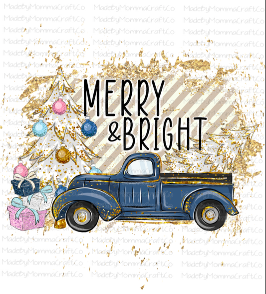 Merry and Bright Truck Christmas -Cheat Clear Waterslide™ or White Cast Sticker