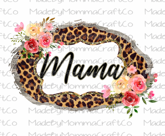 Mama Leopard Floral Frame -Cheat Clear Waterslide™ or White Cast Sticker